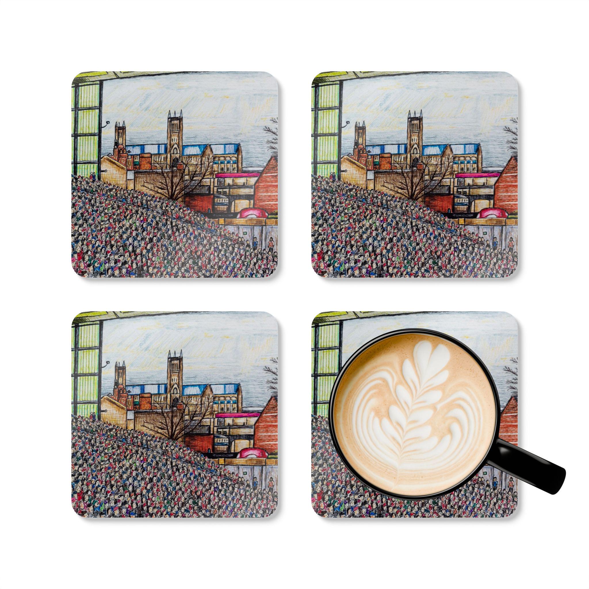 Lincoln FC Sincil Bank Art Corkwood Coaster Set | Football Club Decor ...