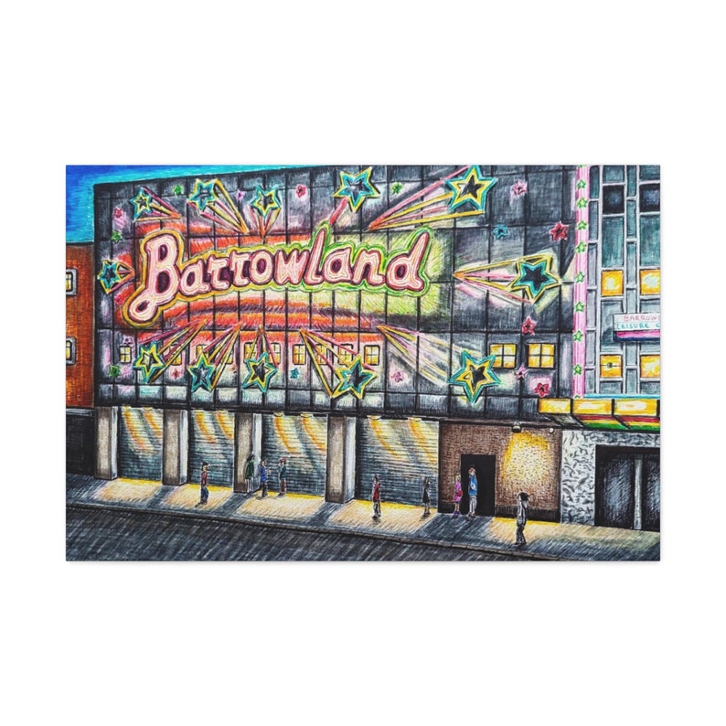 Barrowlands Glasgow Art Satin Canvas Print, Scotland Wall Decor