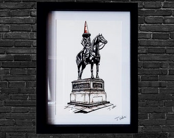 Duke of Wellington Statue Glasgow Print: Scotland Landmark Art