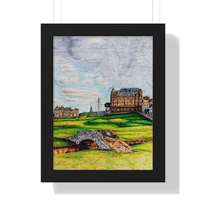 St Andrews Golf Course Print: Swilcan Bridge, Scotland, Framed Golf Art