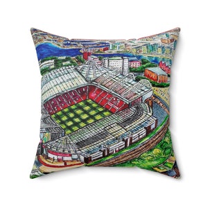 Manchester United Pillow: Old Trafford Stadium Art, Football Fan Decor