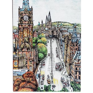 Lot de 6 cartes postales d'Édimbourg, Princes Street