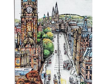 Juego de 6 postales de Princes Street, Edimburgo