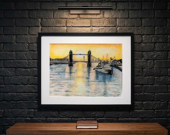Obra de arte londinense, lámina del Tower Bridge
