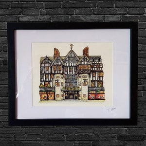 London Giclee Art Print- liberty Department Store (birthday gift, home decor, house warming, wall  interior, Tudor