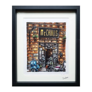 Scottish Giclee Art Print- McChuills pub, Glasgow (Gift, birthday, decor, Glasgow)