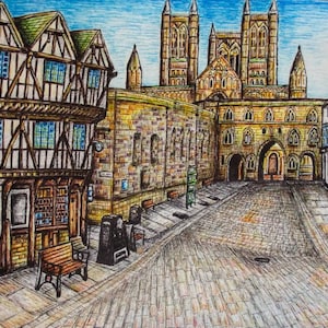 Lincoln Castle Square-kunstafdruk: Lincolnshire gicleeprint, woondecoratie VK