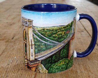 Taza de café Bristol Artwork, 325 ml (Arte de puentes, regalo de cumpleaños, decoración del hogar)