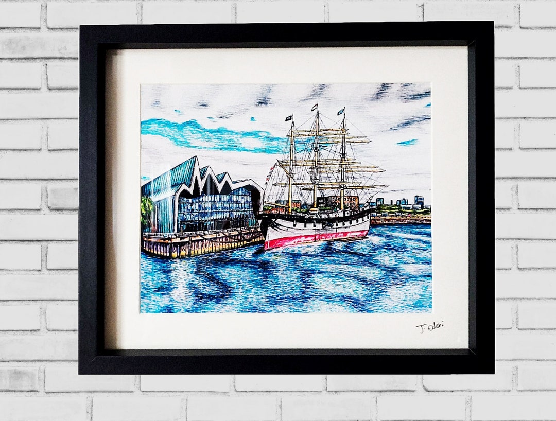 Glasgow Framed/ Unframed UK Gicleè Art Print Riverside Museum and Tall