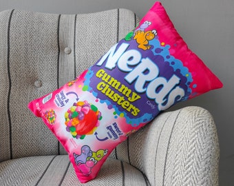 Nerds Candy Pillow,Ornament Toys,Cute Soft Stuffed Fabric,Funny Novelty Food Pillow,For Cars pillow,sweet&gummy Lovers,Kids Gift Decor