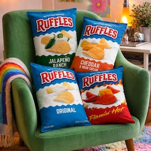 Ruffles Potato Chips Pillow 20x12 inch – Insert Included,Funny Food Novelty Decor