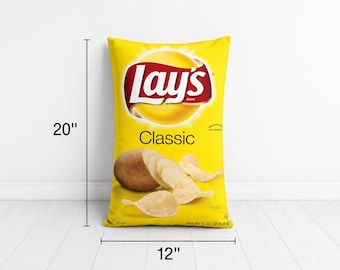 Lays Chips Pillow 20"x12" – Insert Included,Playful Home Decor