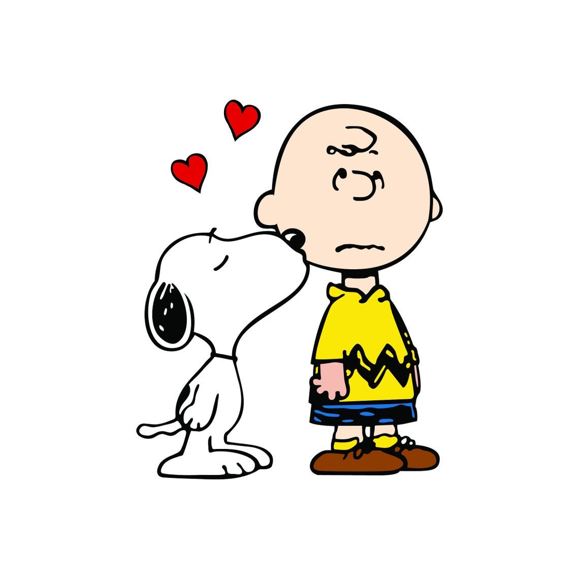 Peanuts Snoopy kissing Charlie Brown with hearts Digital Etsy