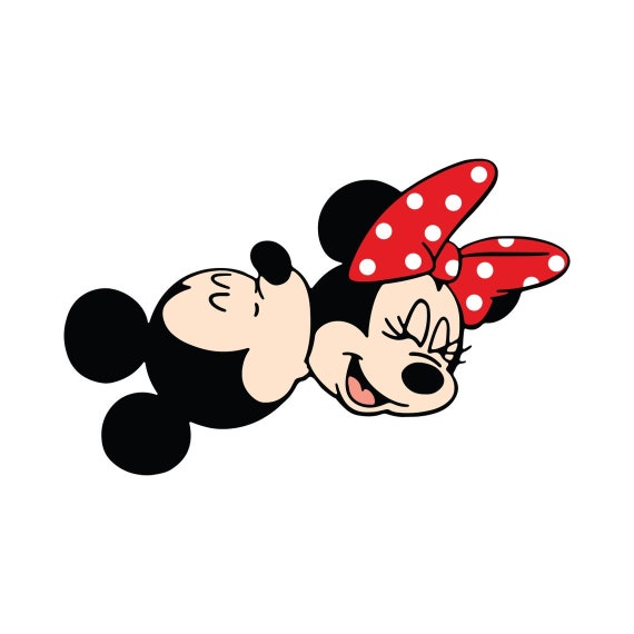 Mickey & Minnie Disney Mickey Kissing Minnie Head Face Mouse - Etsy Norway