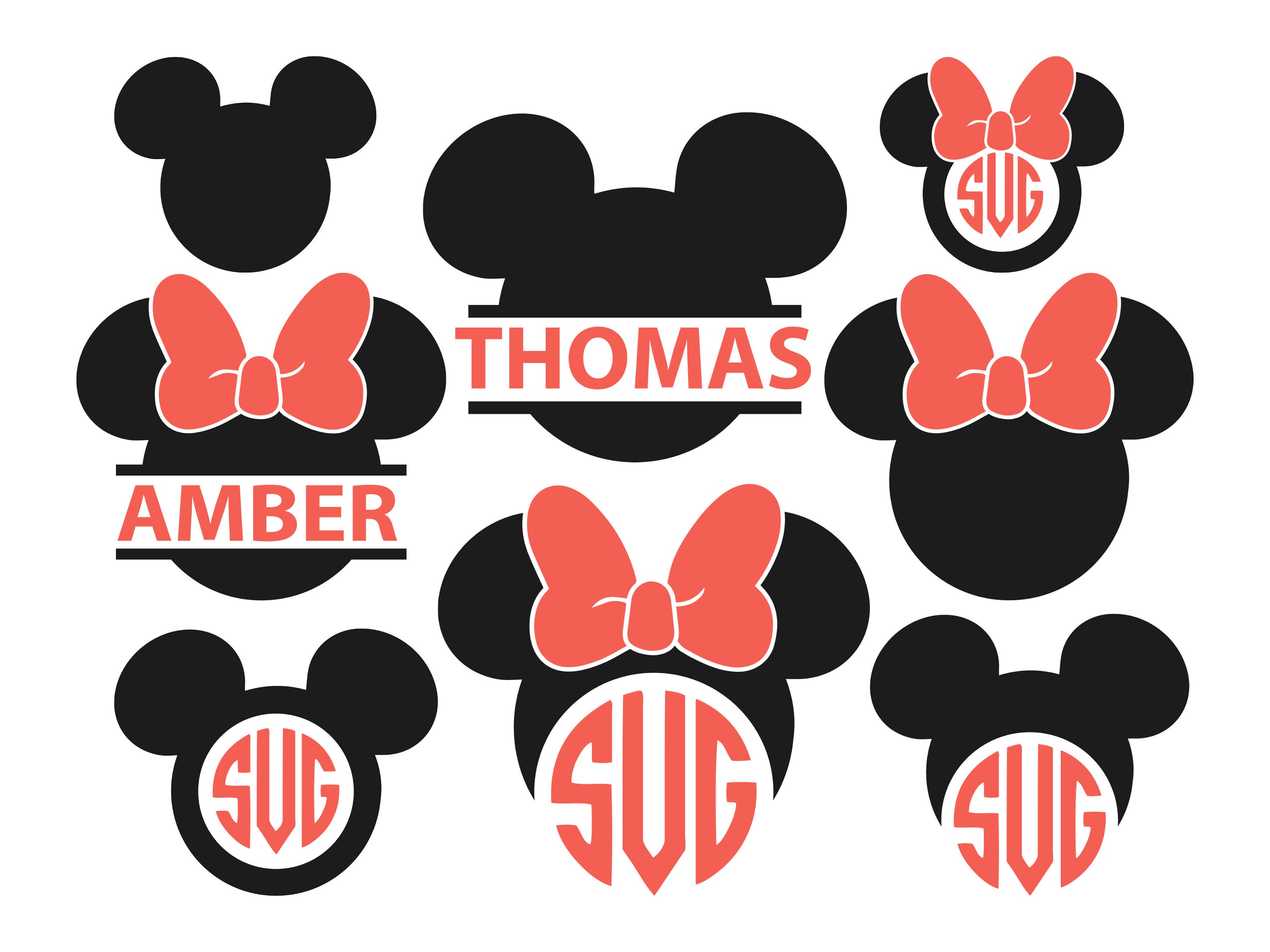 Mickey Mouse Monogram bundle svg png Mickey Mouse svg | Etsy