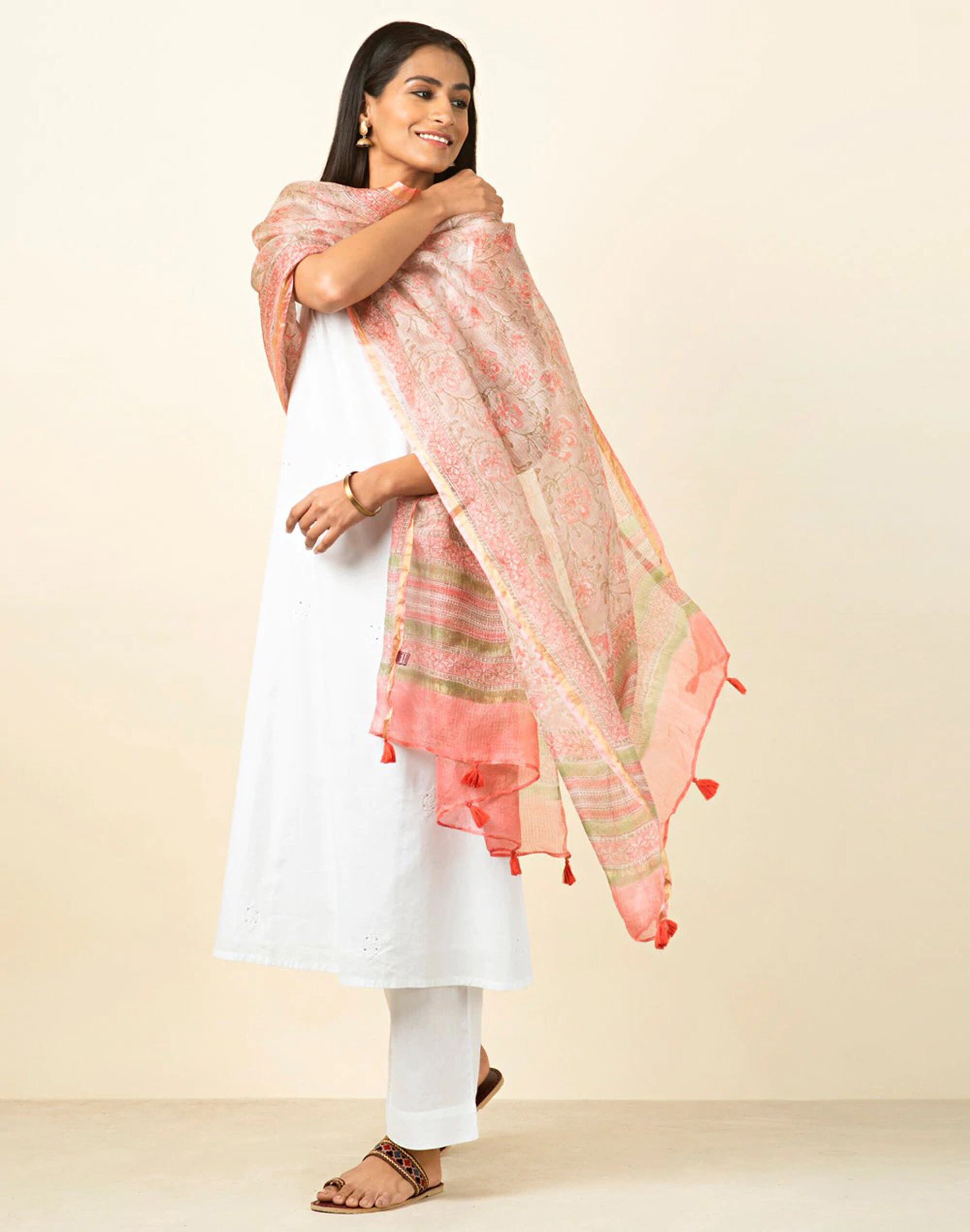 Silk Kota Print Dupatta Scarf Head Scarf Chunky Scarf Etsy