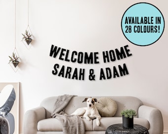 Welcome home banner - Add personalised message bunting custom banner garland sign, welcome home gift party idea reunion celebration