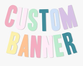 Personalised Rainbow Birthday Banner Custom Message Pastel Ombre Party Garland Kids Birthday Decor Childrens Decoration Baby Shower Backdrop