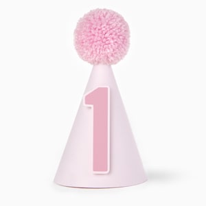 Aangepaste leeftijd roze feesthoed meisjes gepersonaliseerd eerste verjaardag decor verjaardag kinderoutfit baby fotoshoot blush pastel regenboog thema cadeau