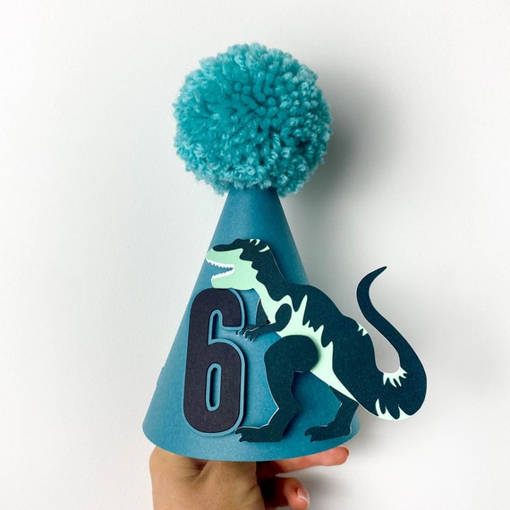 Personalised dinosaur party hat Custom age birthday hat for Etsy