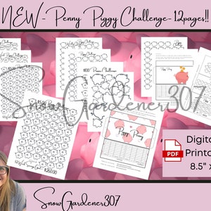 Penny Piggy Challenge BUNDLE * Savings Challenges * 12 pages * Weekly Change Challenge * 1300 Dollars Saving Challenge  * ANY Income