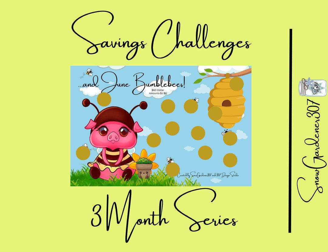 THREE Month Series 307designstudio & Fred Jr 3 Doublesided Savings Challenges Etsy