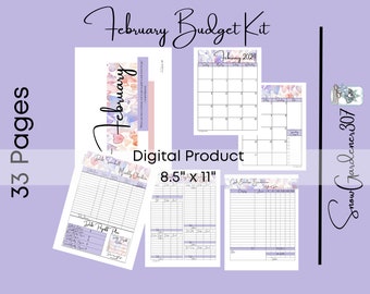 February Budget Planner Kit: 33-Page Printable, Dated & Undated (PDF)