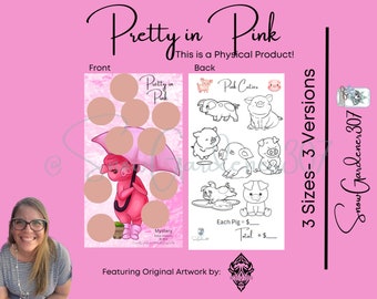 Pretty in Pink • Double-Sided Laminated Scratch-off Savings Challenge • A6, A5, 8.5&quot;X11&quot; • Original Artwork by @307DesignStudio