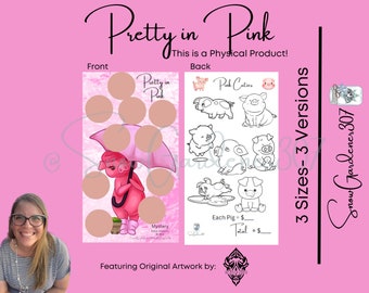 Pretty in Pink • Double-Sided Laminated Scratch-off Savings Challenge • A6, A5, 8.5"X11" • Original Artwork by @307DesignStudio