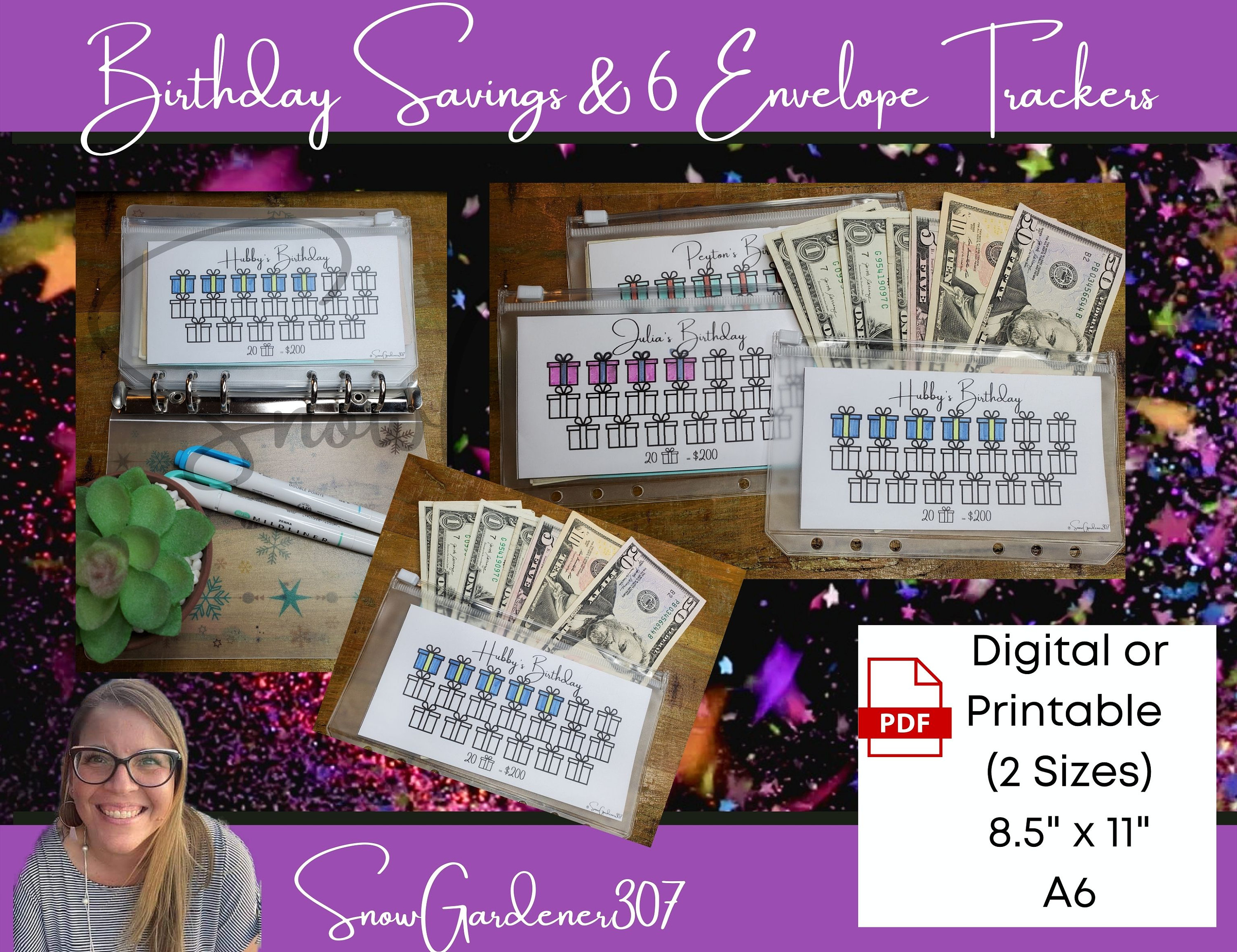A6 Trackers plus BONUS Savings Challenge * Birthday Envelope Printable Trackers * Savings Challenge * Printable Bundle *  Budgeting