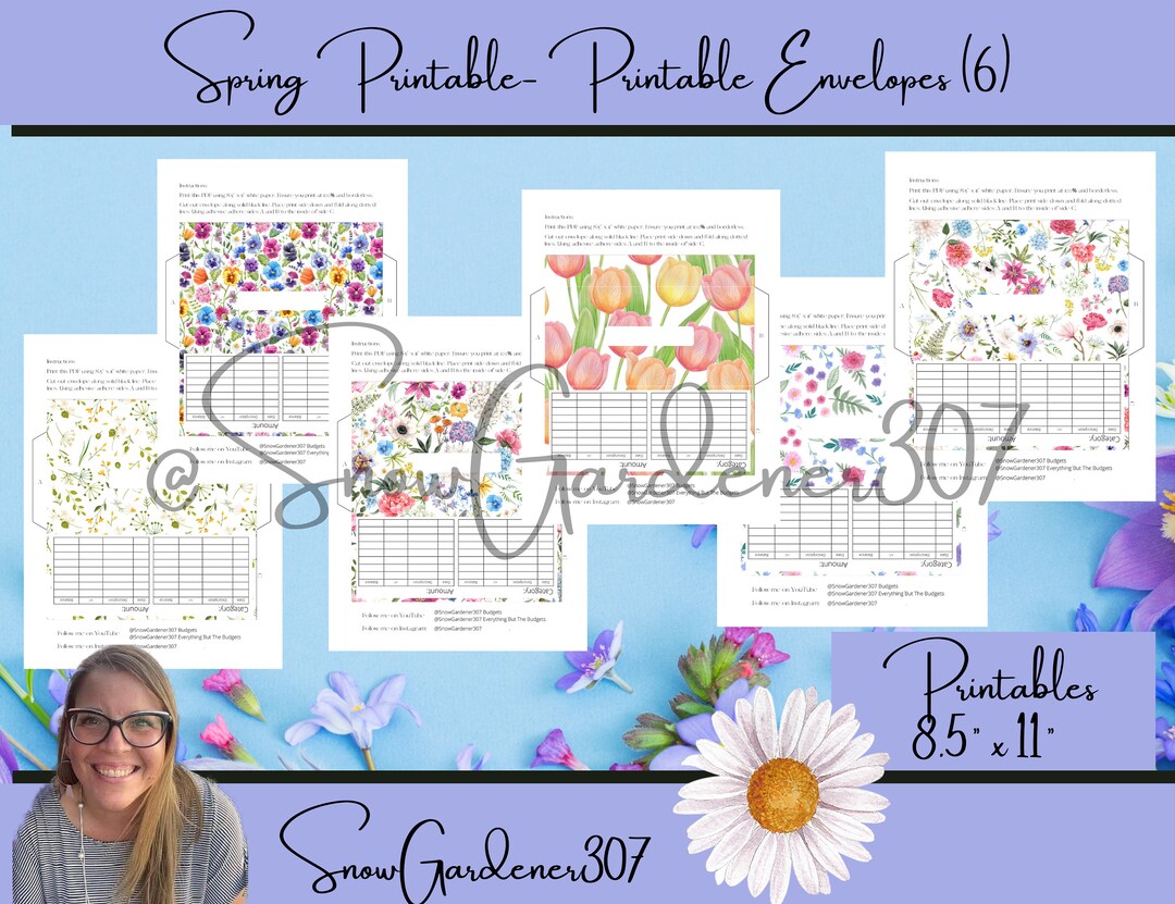 Spring Flower * Printable Cash Envelopes With Transaction Tracker ...