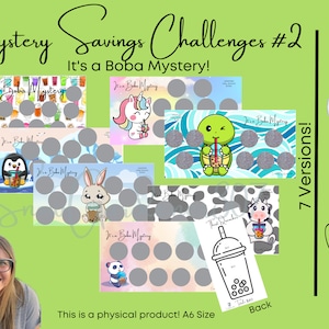 Mystery Scratch-off Savings Challenges #2 • It's a Boba Mystery Laminated • Coffee • Tea • Drink Addiction • Single or Bundles • A6 Size