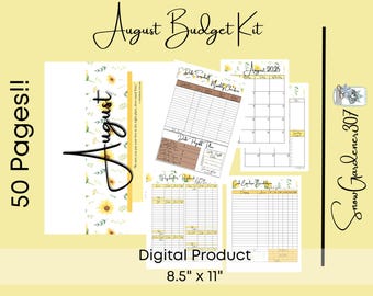 August Budget Planner Kit: Dated & Undated, 50-Page Printable (PDF Download)