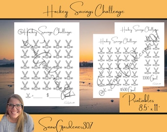 Hockey Savings Challenge * 3 versions PLUS Printable Envelope * Color Charts * Save Money * Sports Savings Challenge