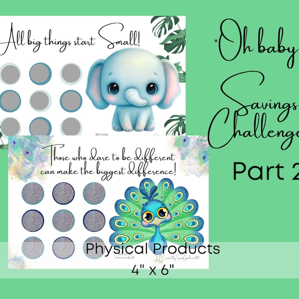 FREE Challenge • Oh Baby! Series • Part 2 • 6 Total Scratch-off Savings Challenges • Baby Animals • 3 double-sided challenges