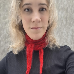 Handmade Sophie scarf, Red Merino Wool Scarf Unisex Handmade Neck Scarf Universal Gift for Any Occasion