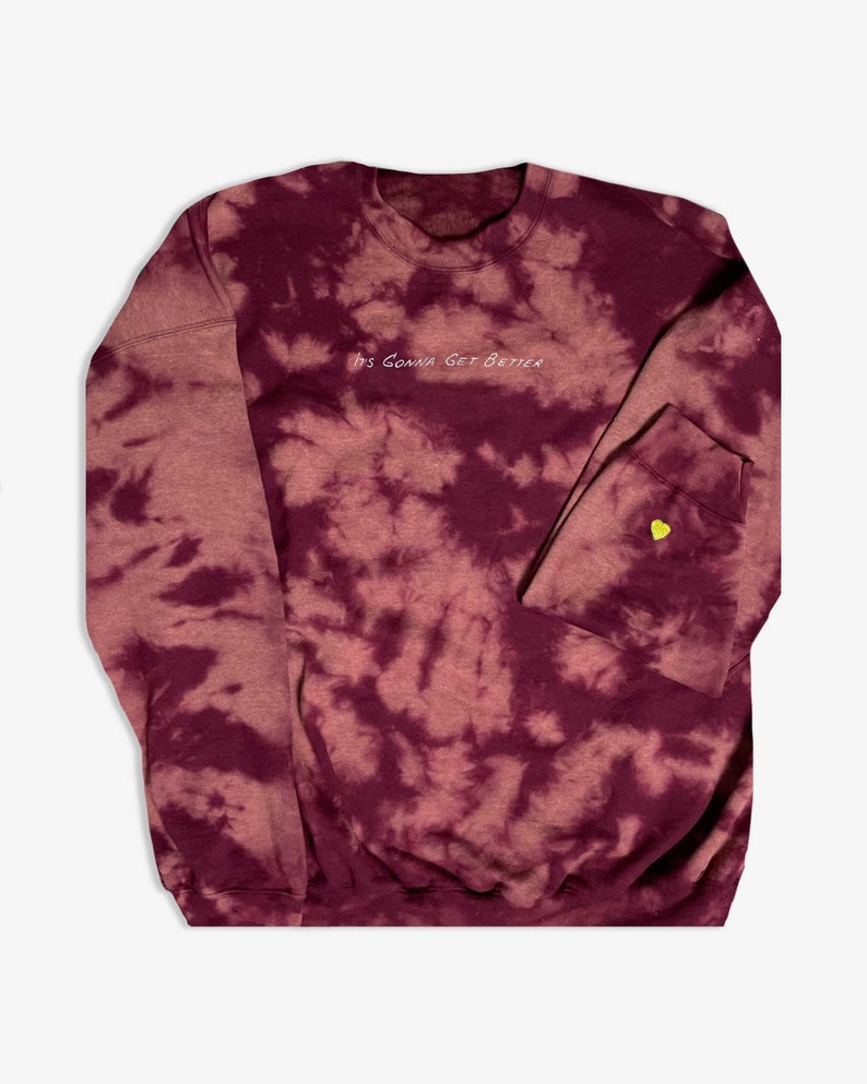 Embroidered Sweatshirt Maroon Tie-Dye