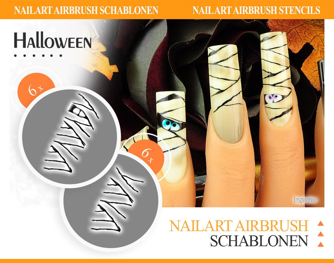 Nail Art Airbrush Stencils HW3330 Nail Stencil Halloween Etsy