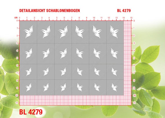 Nail Airbrush Templates BL4279 Leaves Vine, 24 Pieces, 3 Sizes 