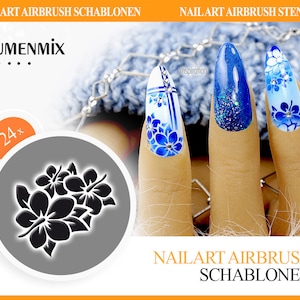 Nail Airbrush Templates (BM4094) Flower Mix, 24 pieces, 3 sizes