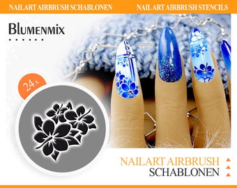 Nail Airbrush Templates (BM4094) Flower Mix, 24 pieces, 3 sizes