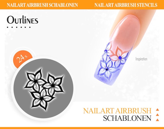 Nail Airbrush Templates LT5845 XL Stiletto, 12 Pcs 