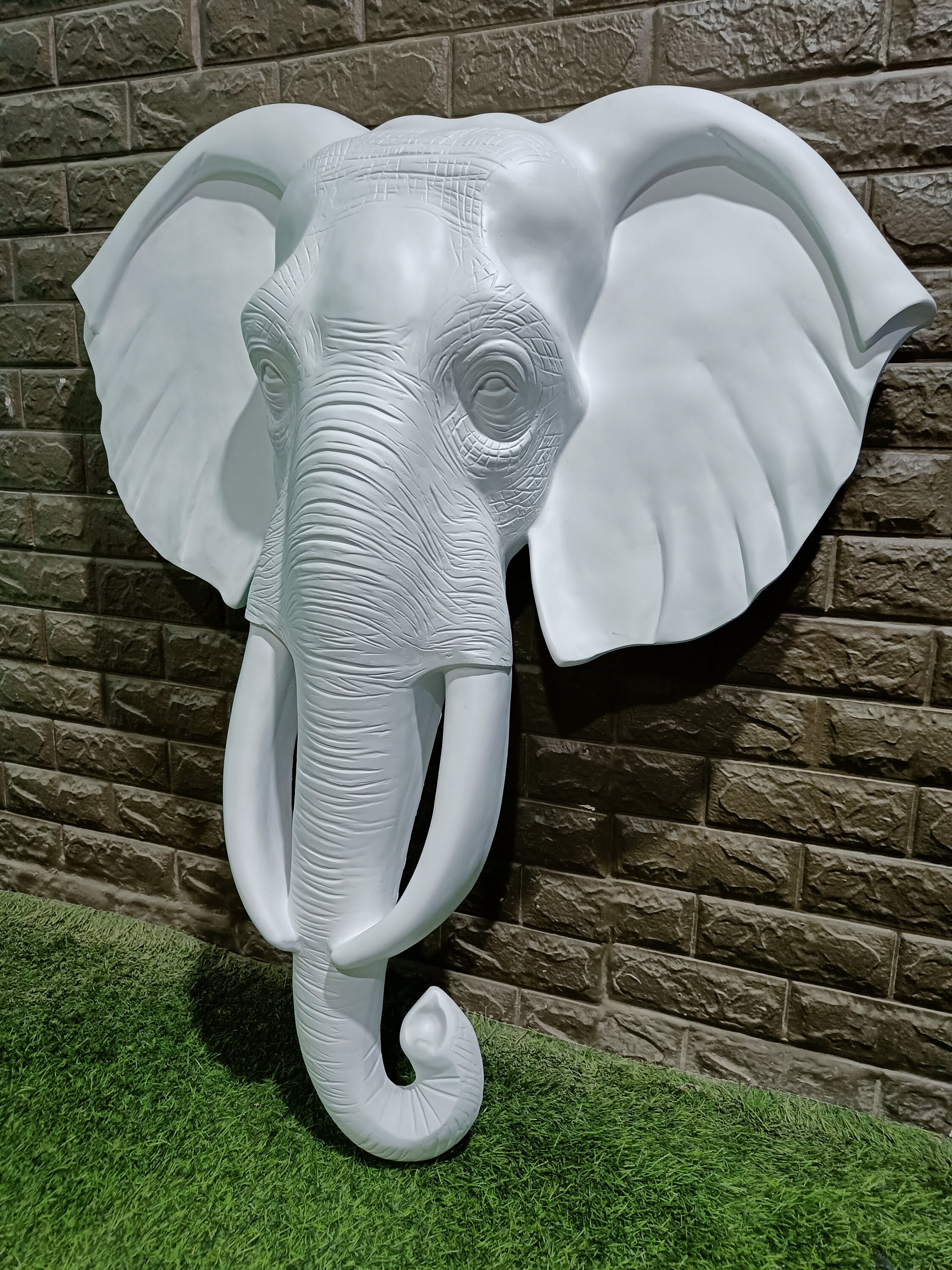 DA07 Elephant Head Wall Hanging Sculpture 108 Cm white Etsy