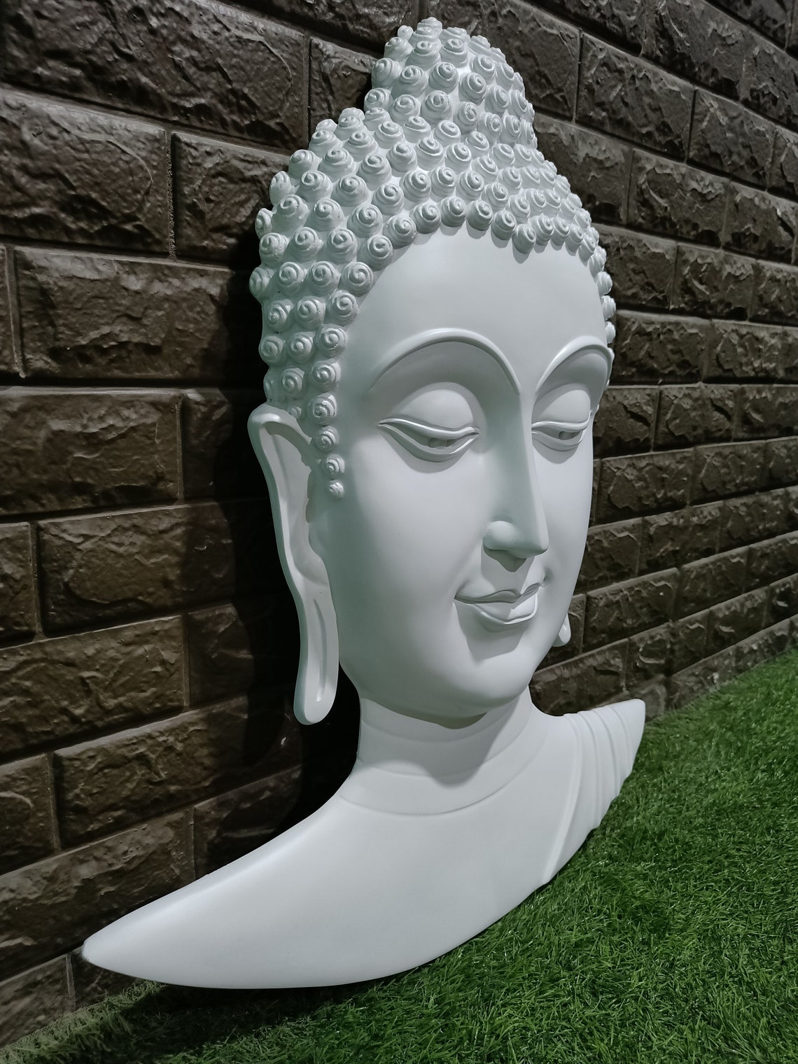 DA05 Buddha Head Wall Hanging Sculpture 74 Cm white Etsy