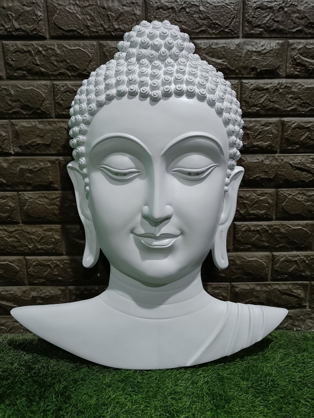 DA05 Buddha Head Wall Hanging Sculpture 74 Cm white Etsy