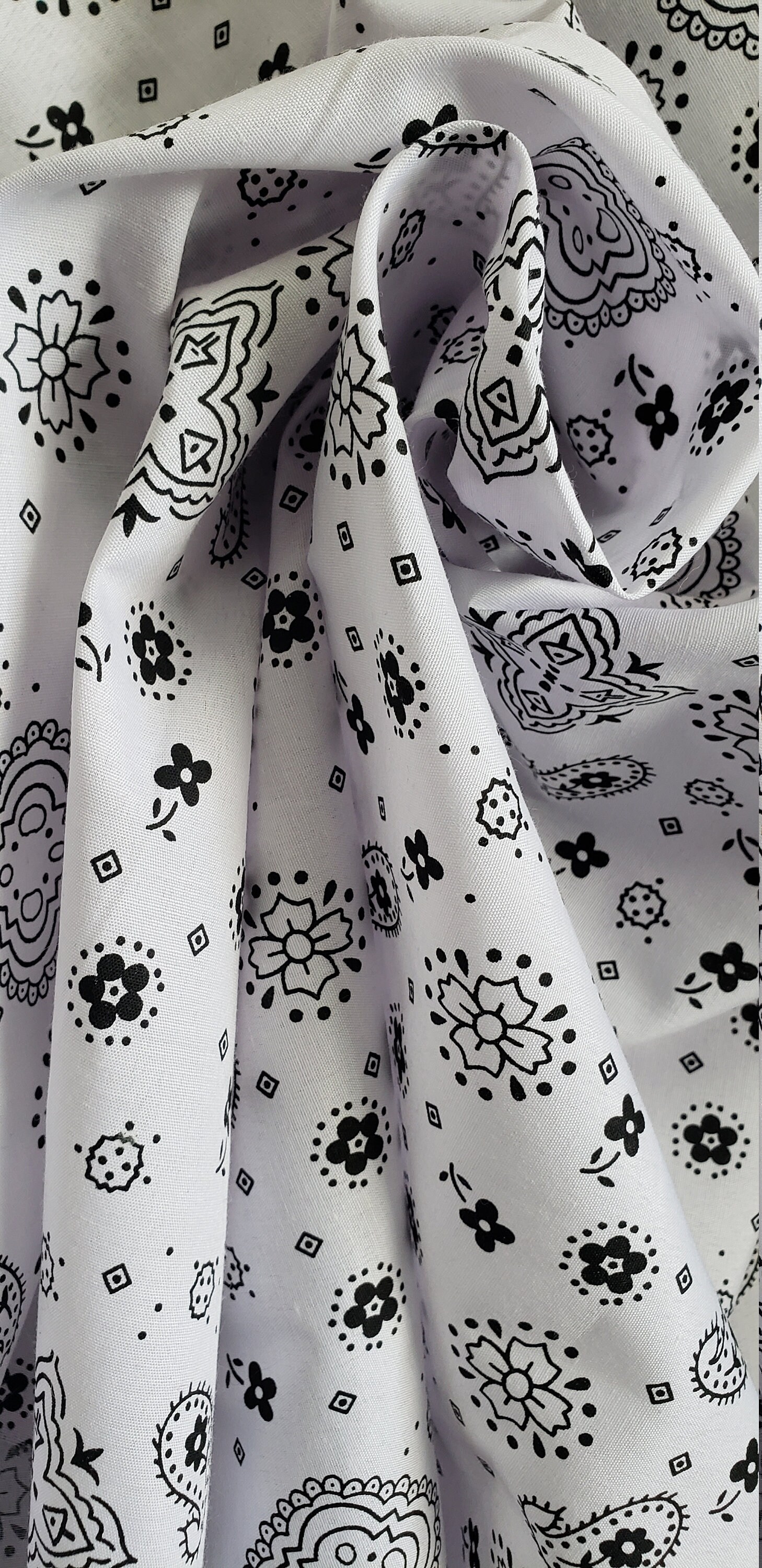 Bandana Print Poly Cotton Fabric Paisley Floral Scarves Etsy