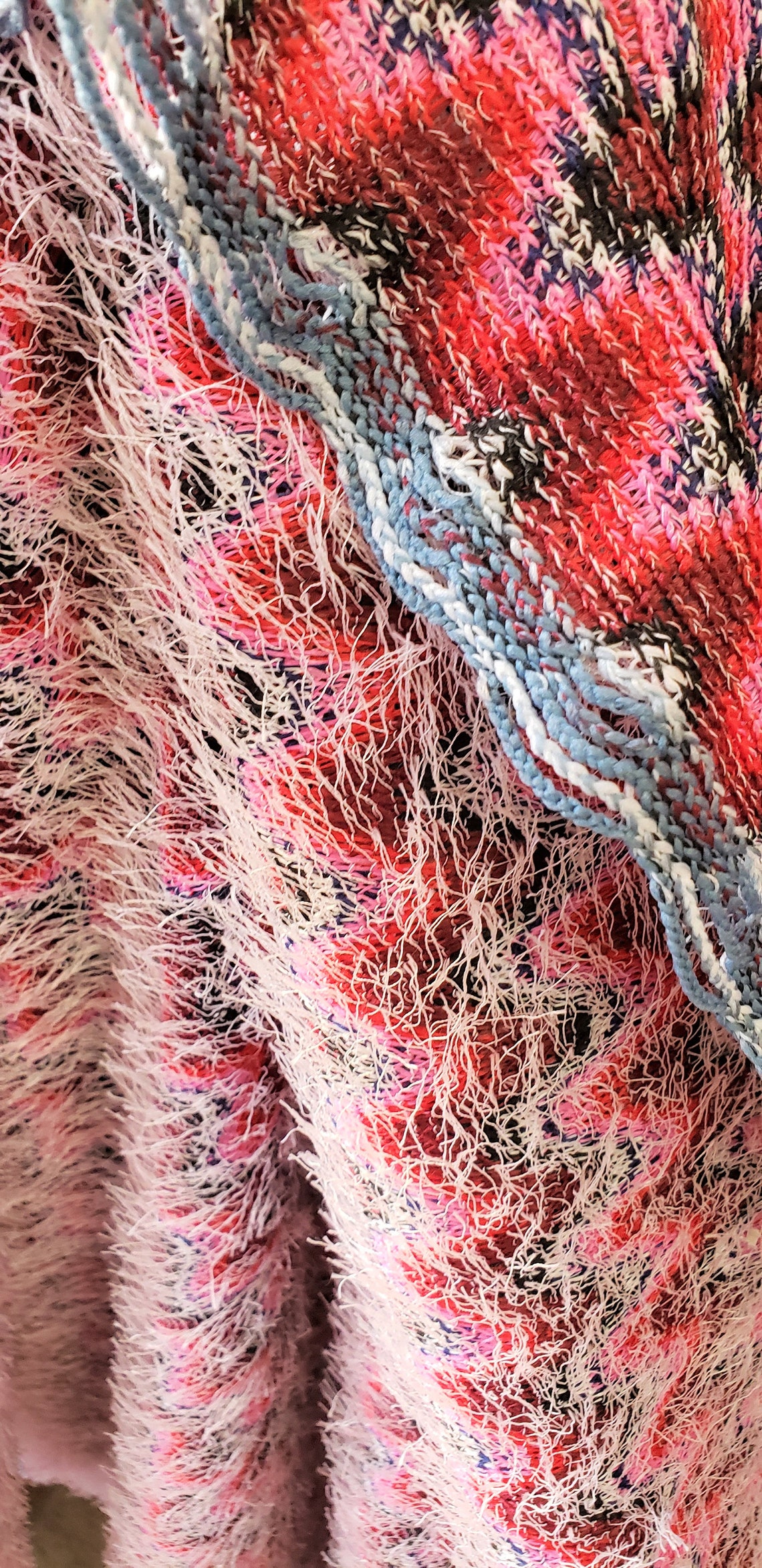 Pink Extra Fuzzy Hairy Eyelash Chevron Woven Sweater Fabric | Etsy