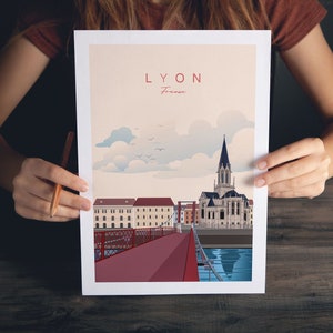 Lyon Poster | Frankreich Reise Druck | Reise Poster