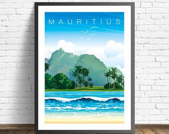 Mauritius Poster |  Indian Ocean Print | Travel Poster