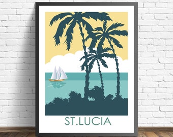 Saint Lucia Island Travel Poster | Caribbean Print